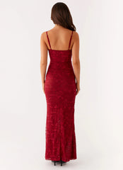 Rosa Corset Maxi Dress - Red