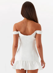 Odessa Frill Mini Dress - White