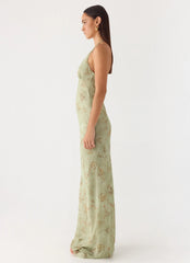 Ultra Quiet Halter Maxi Dress - Wispy Fern