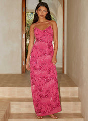 Vietta Sequin Cami Maxi Dress - Fuchsia