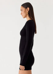 Soft Vision Knit Mini Dress - Black