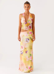 Main Act Halter Maxi Dress - Sunburst Floral