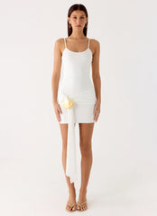 Paeonia Shell Mini Dress - White