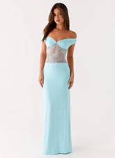 Infatuation Lace Maxi Dress - Turquoise