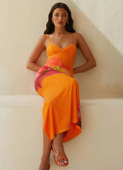 Kasey Midi Dress - Orange Tropical