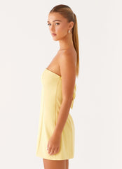 Honey Bow Mini Dress - Yellow