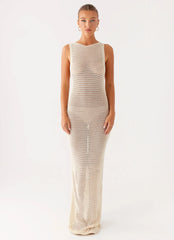 Beach House Crochet Maxi Dress - White