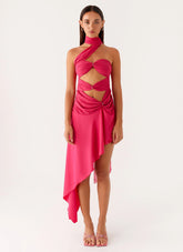 Circa Scarf Midi Dress - Hot Pink