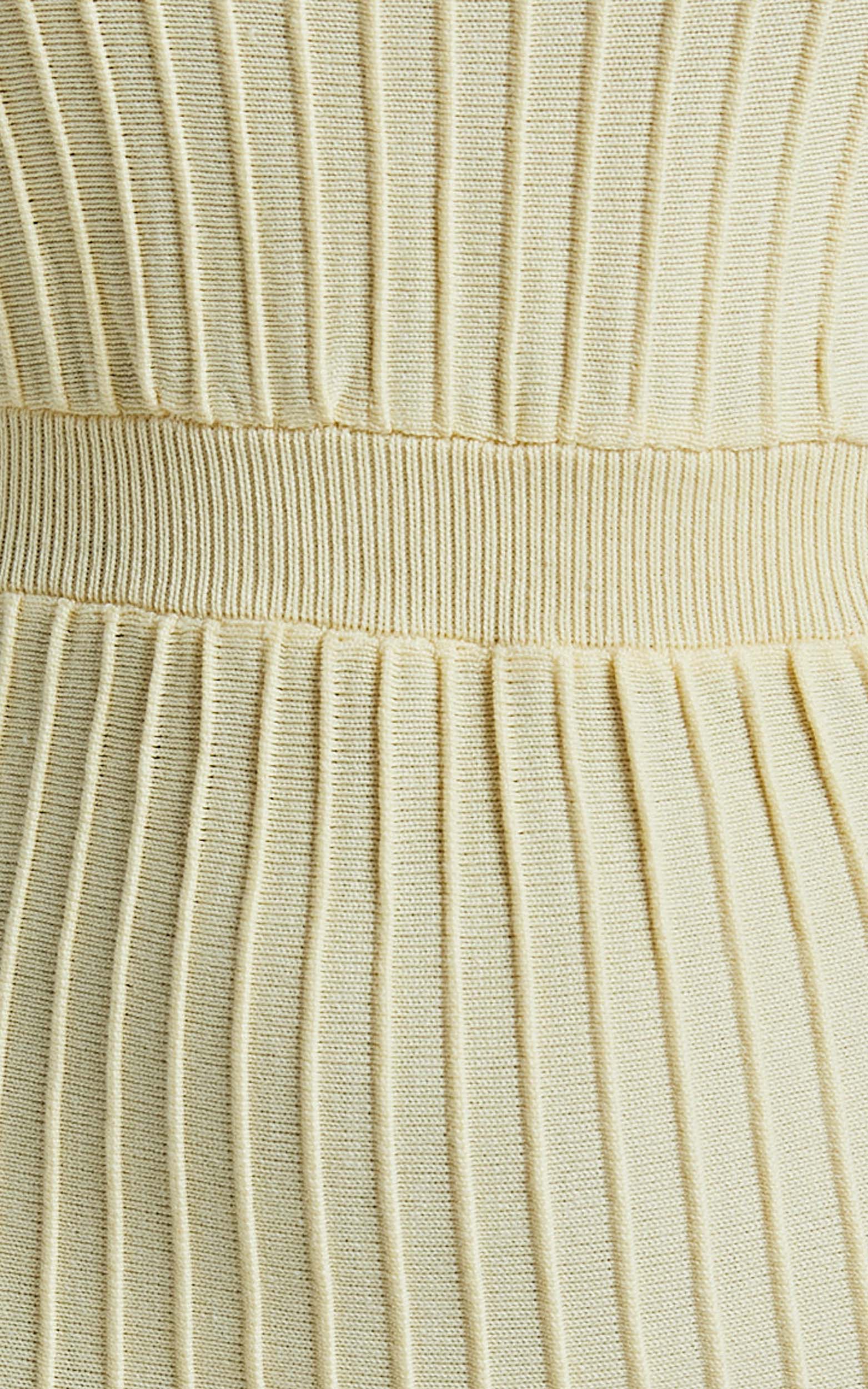 Donissa Midi Dress - Panelled Knit Dress in Butter Yellow