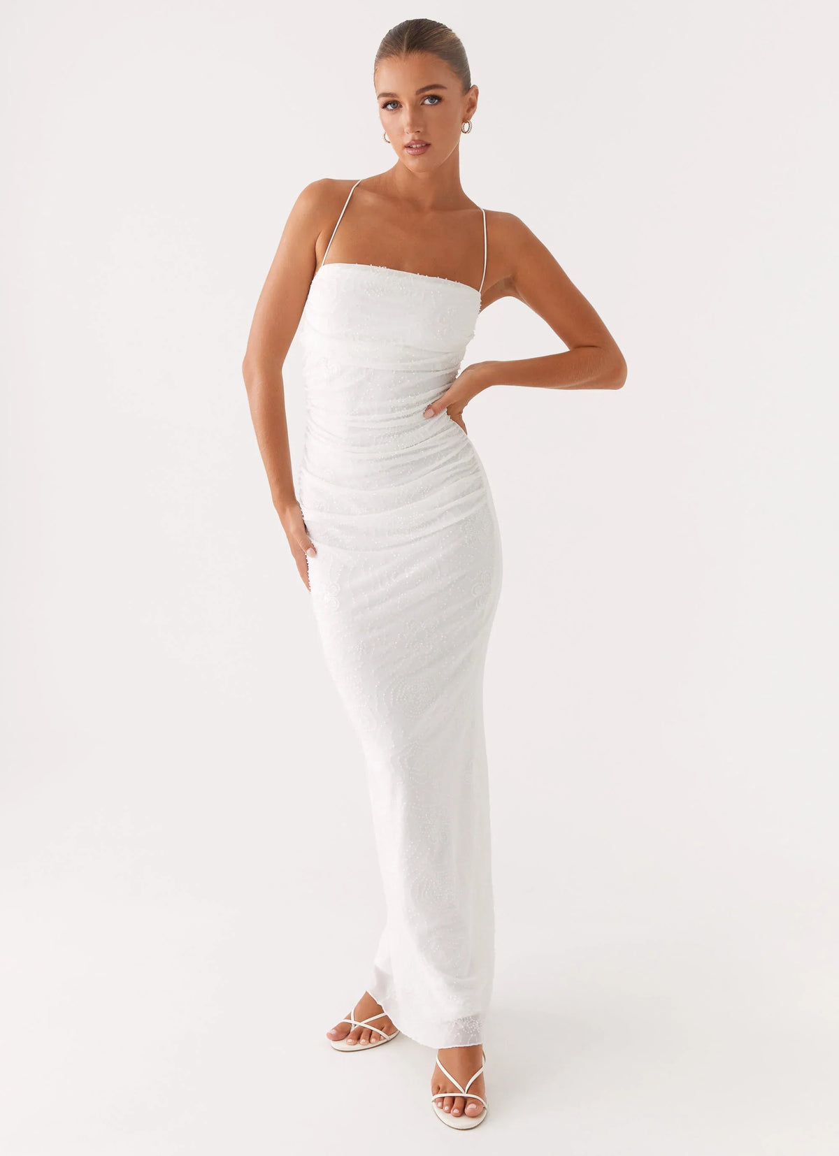 Paxton Beaded Maxi Dress - White