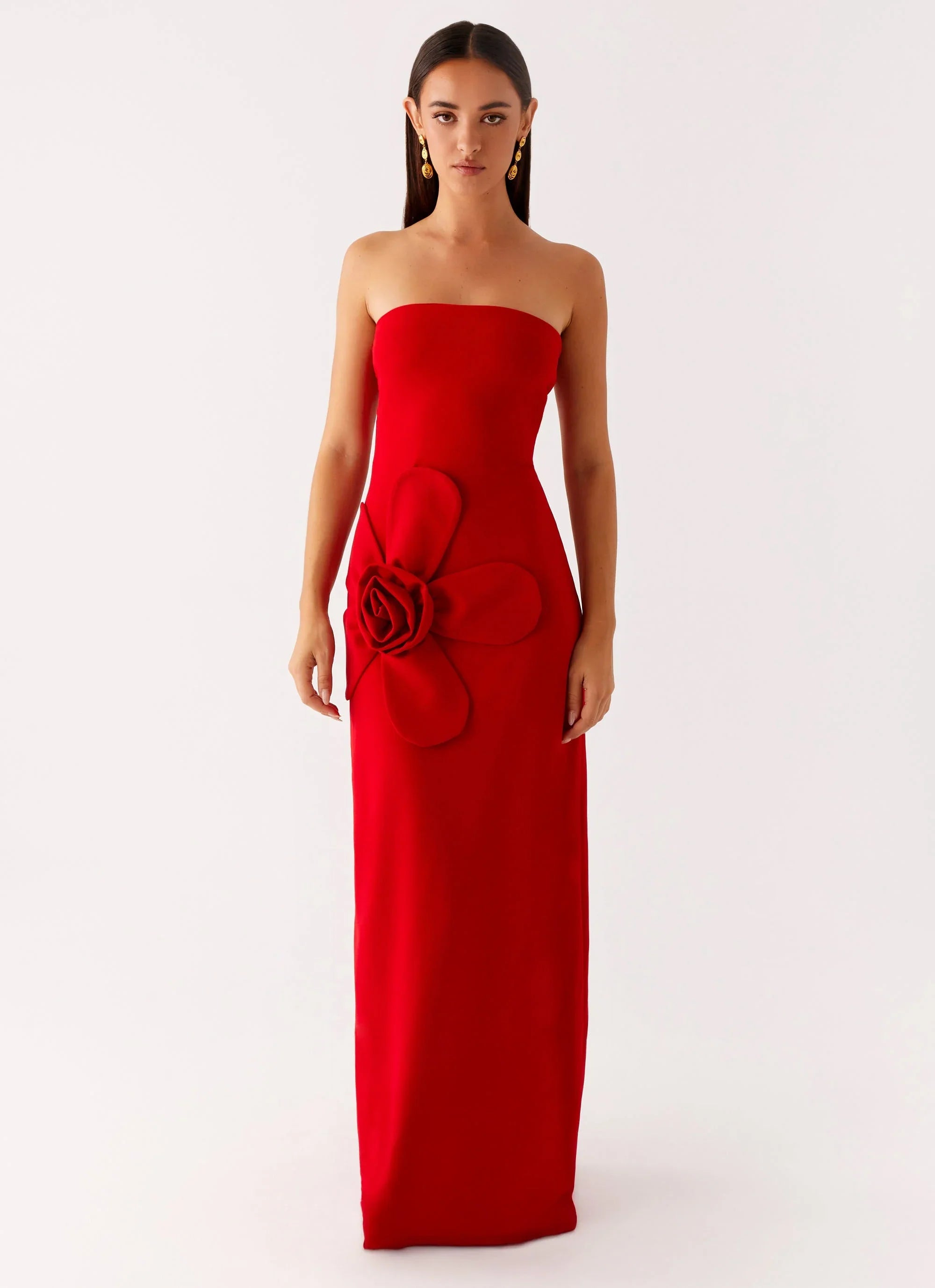 Hilton Strapless Maxi Dress - Red