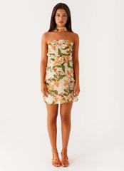 Edwina Strapless Mini Dress - Floral Print