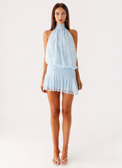 Willow Lace Mini Dress - Blue