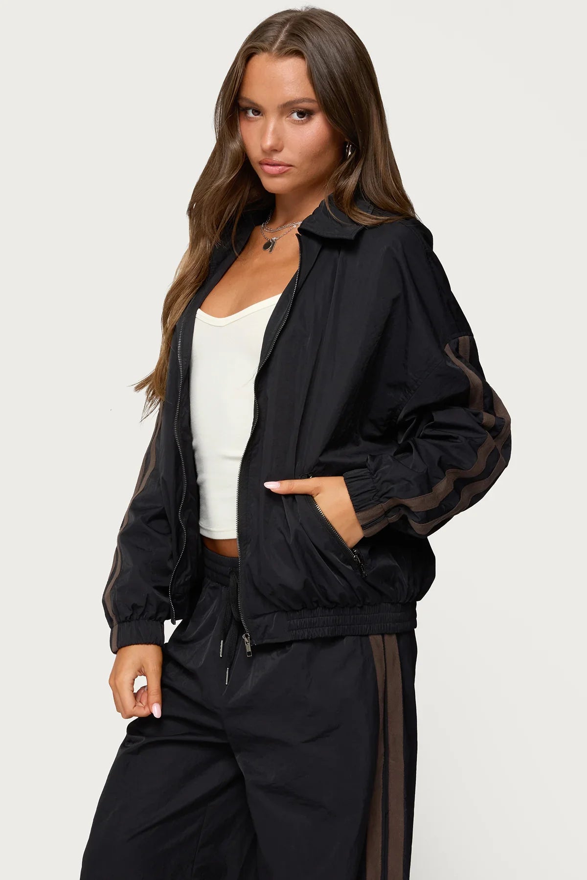 Kieran Stripey Nylon Track Jacket