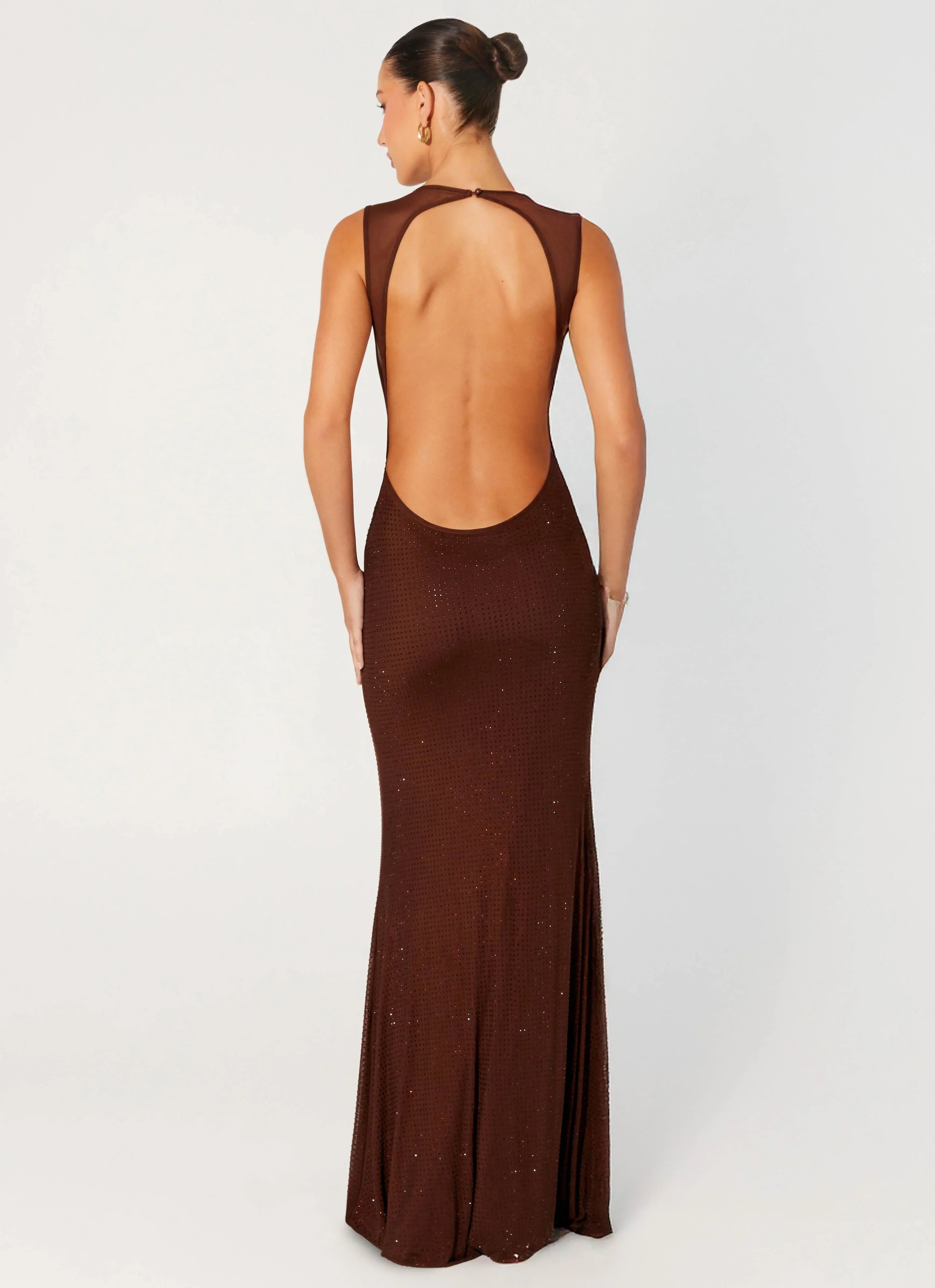 Hot Sequins Maxi Dress - Chocolate
