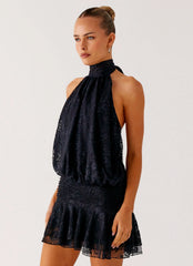 Willow Lace Mini Dress - Black Lace