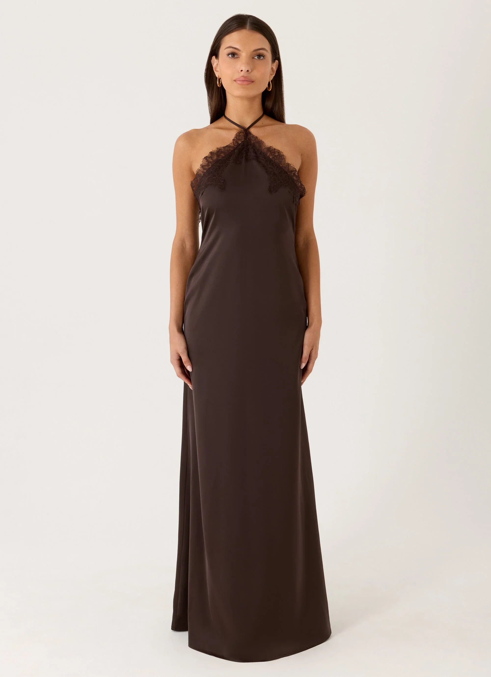 Samaria Halter Maxi Dress - Chocolate