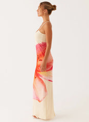 Bad News Mesh Maxi Dress - Yellow Floral