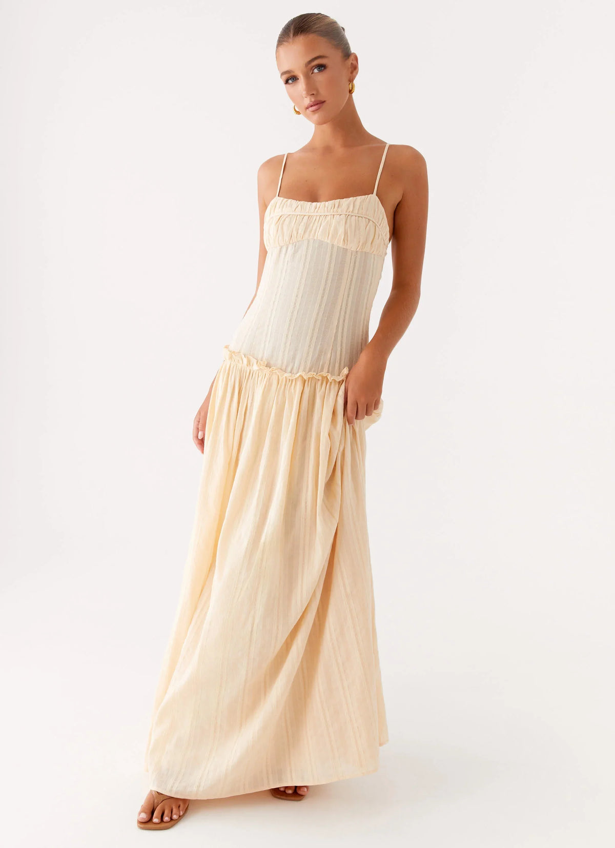 Jacinda Drop Waist Maxi Dress - Cream