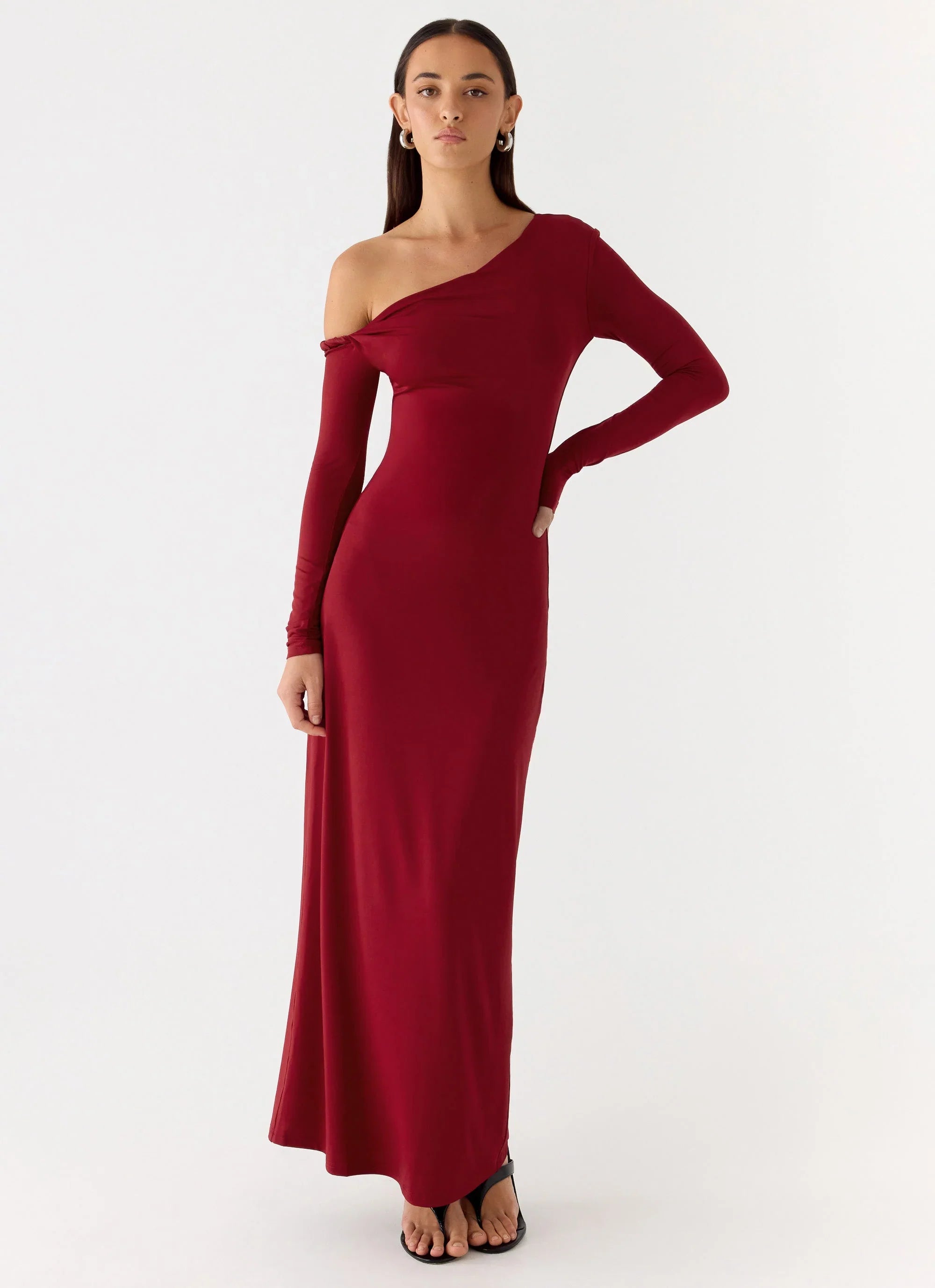 Jordana Twist Maxi Dress - Merlot