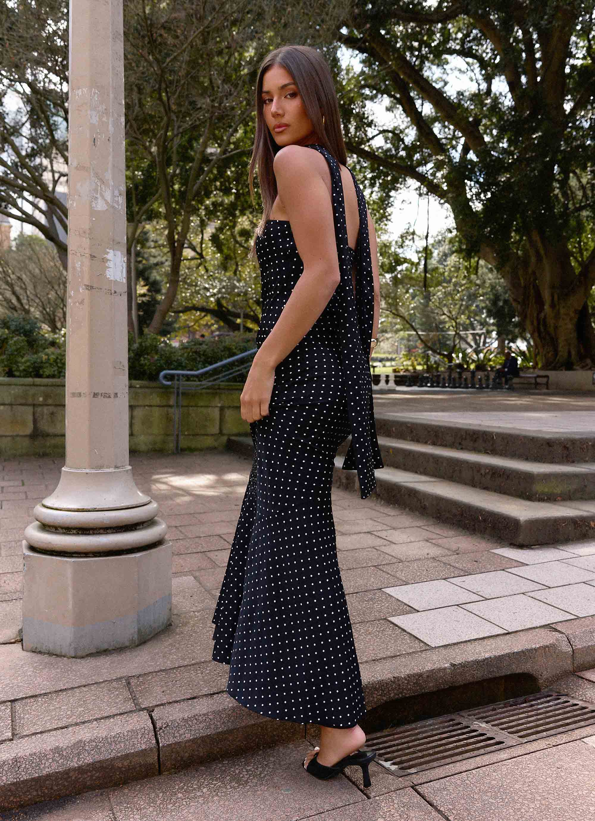 Under The Pagoda Maxi Dress - Black Polkadot