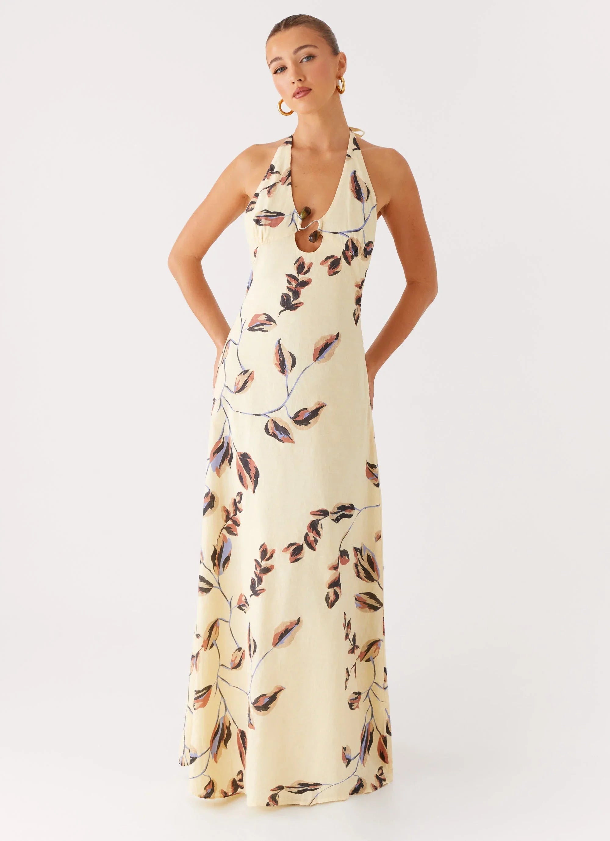 Elvina Halter Neck Maxi Dress - Buttercream Bliss