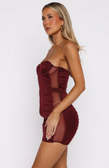 Park Avenue Princess Mini Dress Burgundy