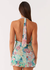 Laid-Back Cowl Mini Dress - Santorini Floral