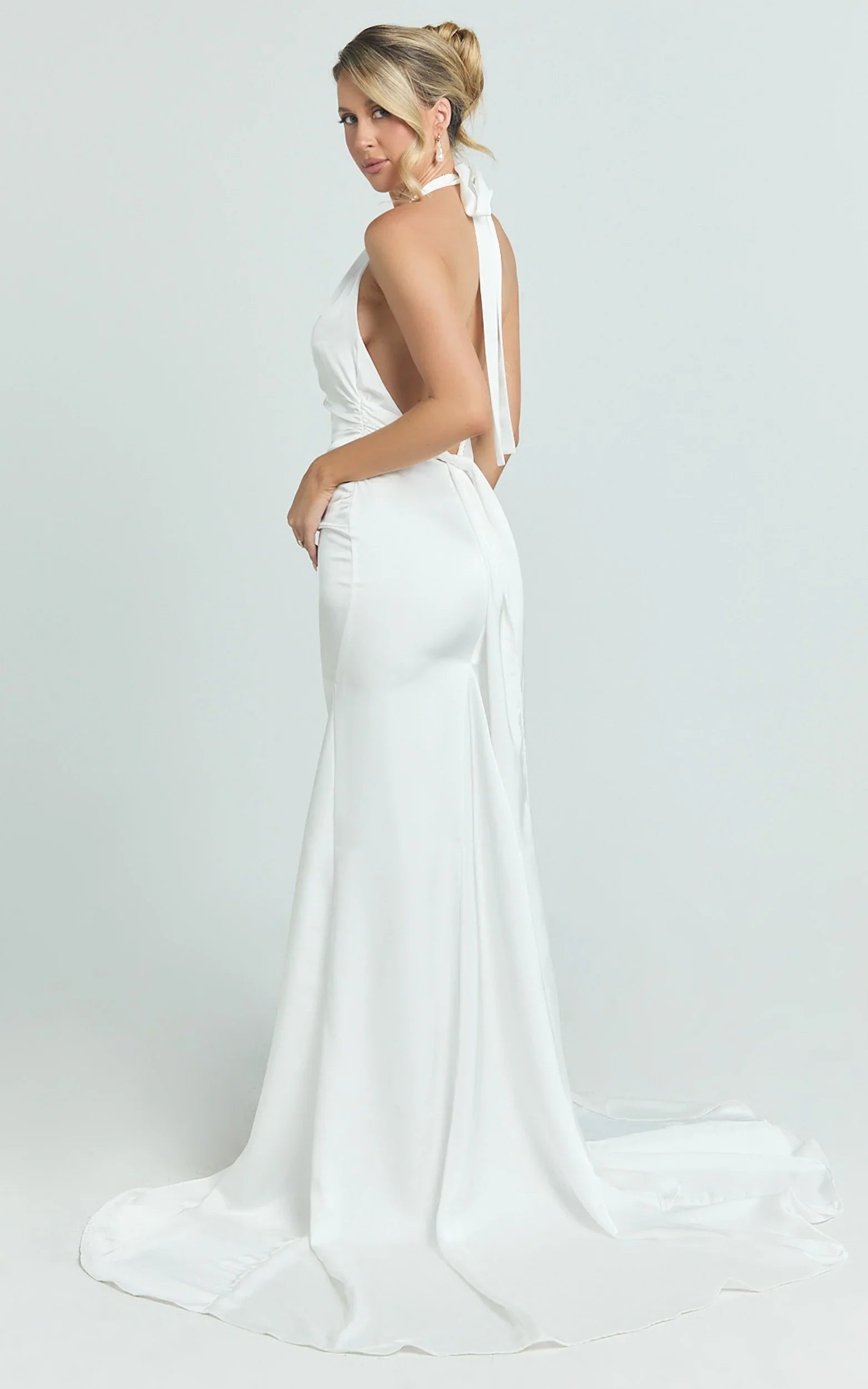 Frankie Maxi Dress - Satin Bias Cut Dress in Ivory
