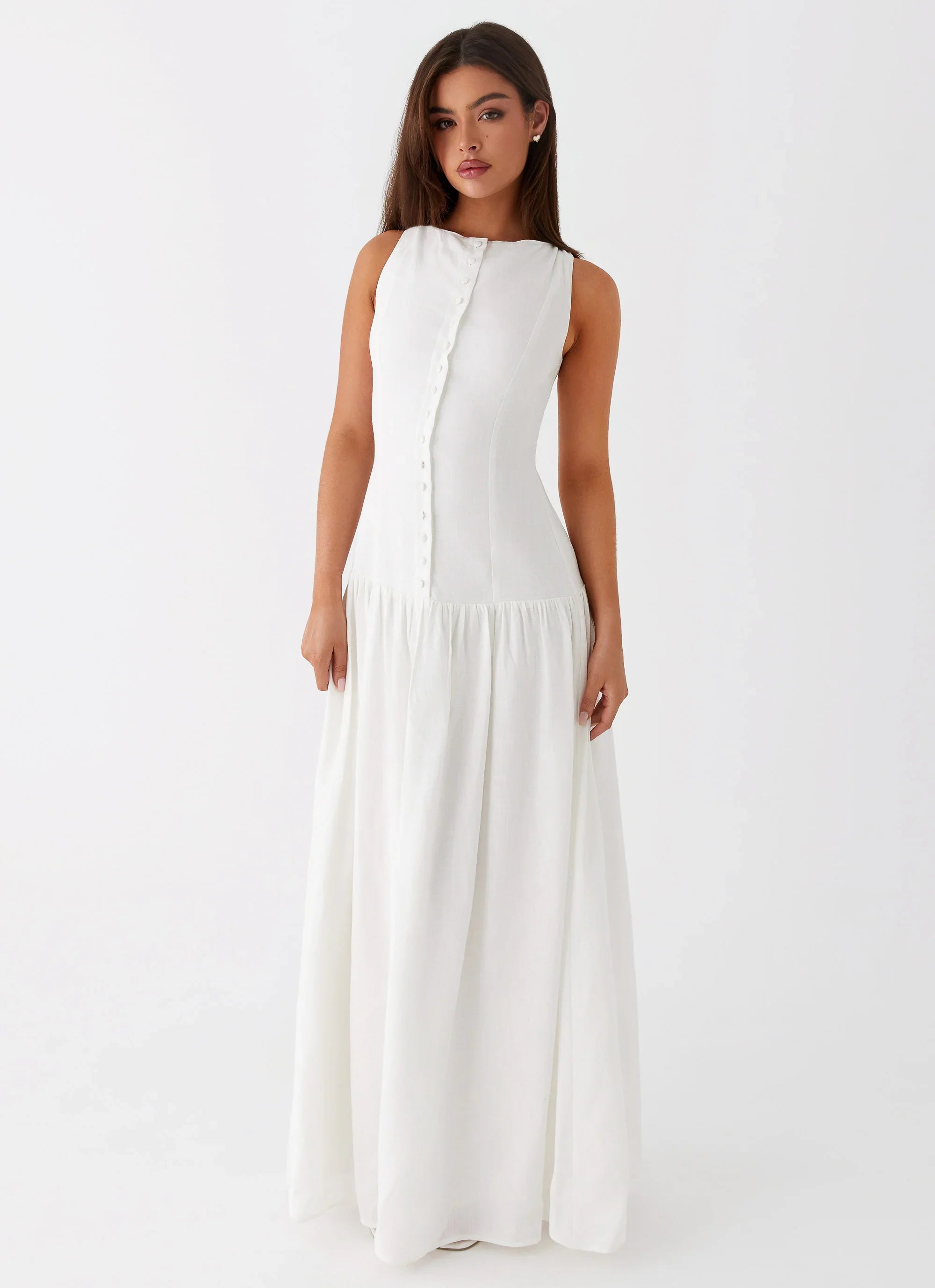 Meggie Linen Maxi Dress - White