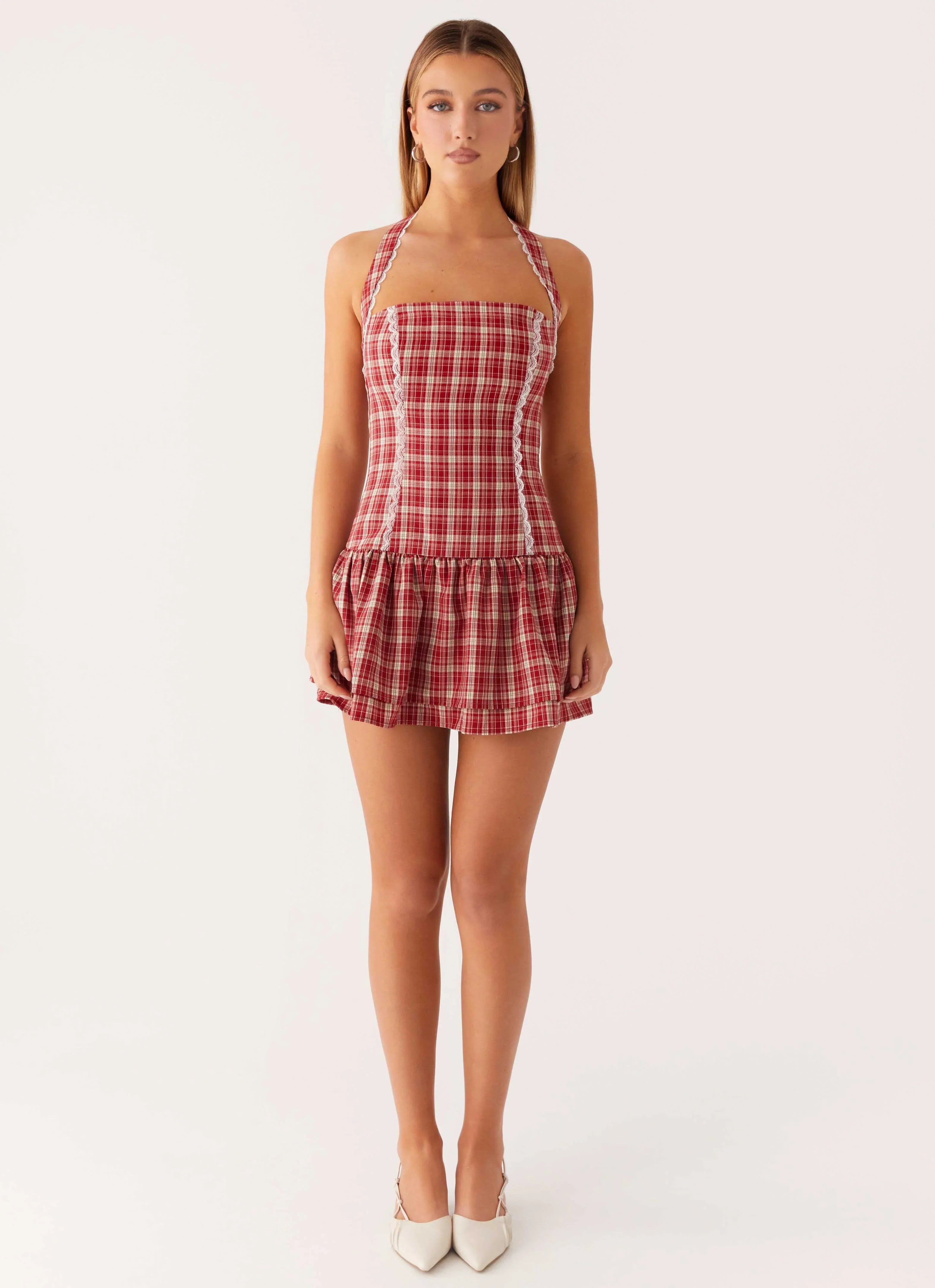 Lotus Dream Mini Dress - Ruby Check