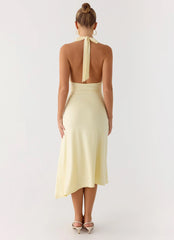 Illuminate Halter Midi Dress - Butter Yellow