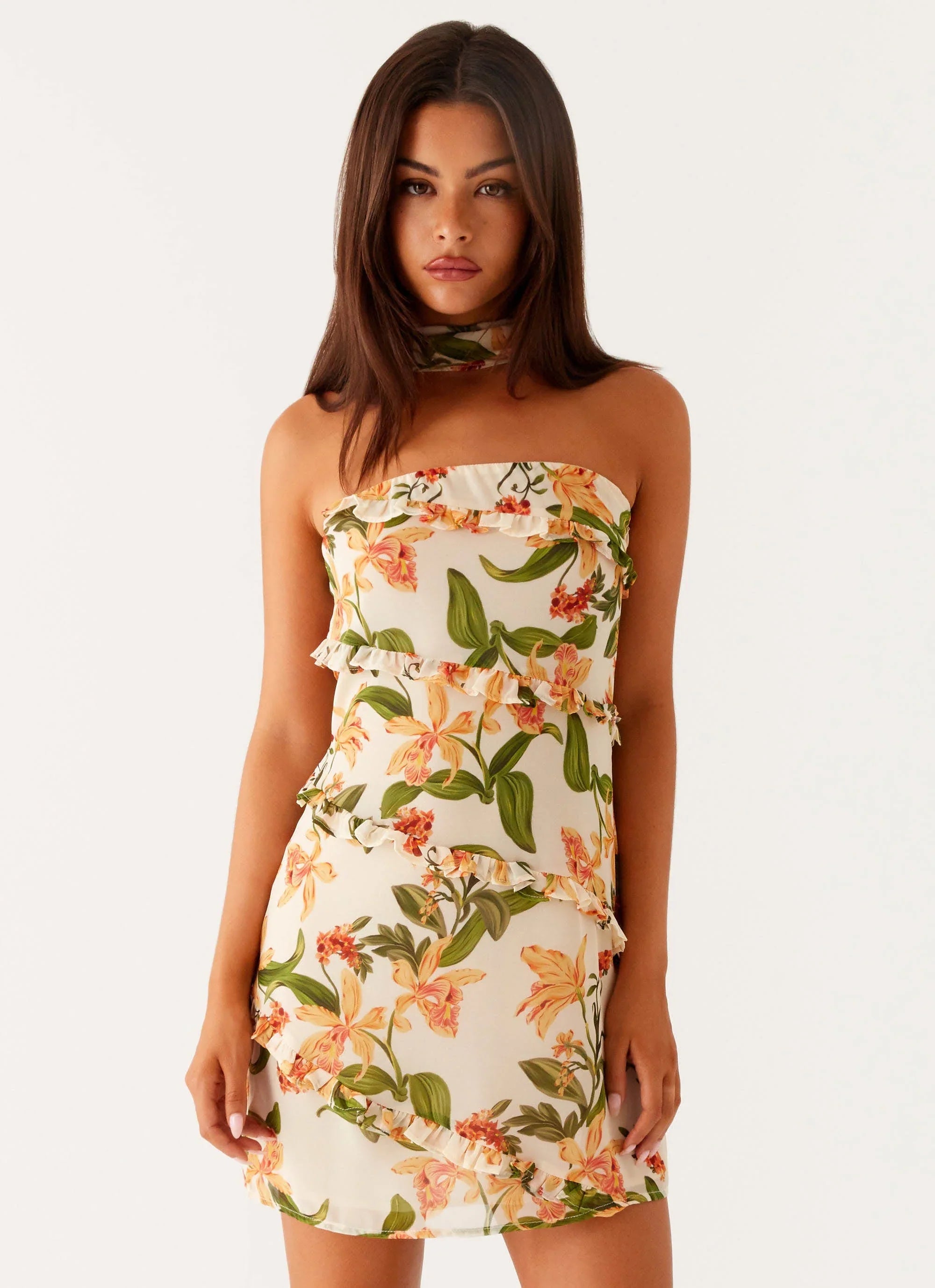 Edwina Strapless Mini Dress - Floral Print