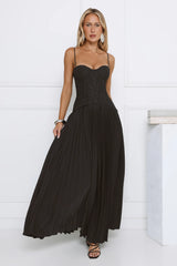 Antique Roses Lace Maxi Dress Black