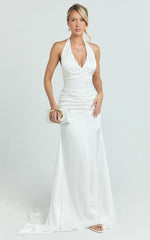 Frankie Maxi Dress - Satin Bias Cut Dress in Ivory