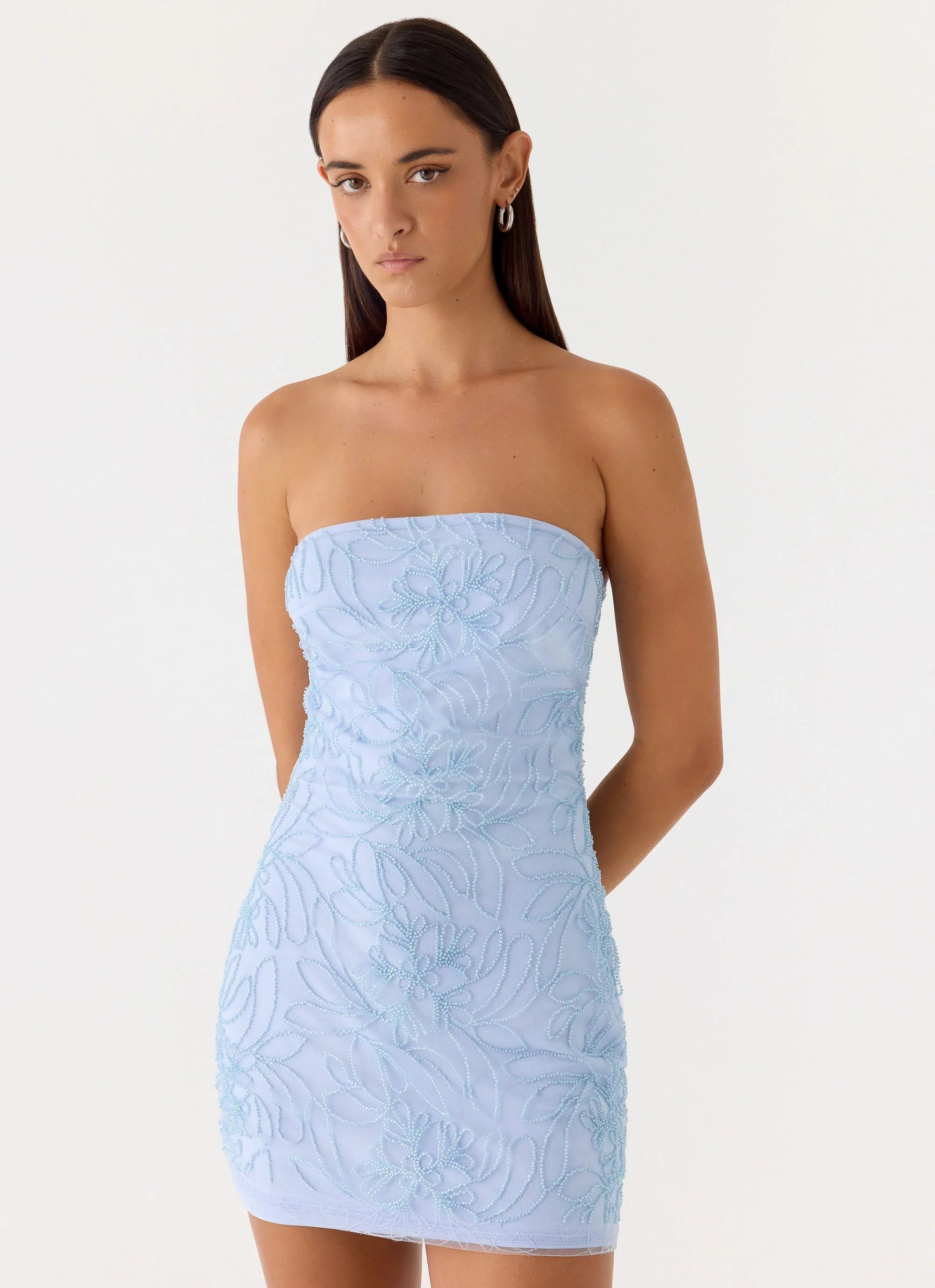 Dangerous Kind Beaded Mini Dress - Blue