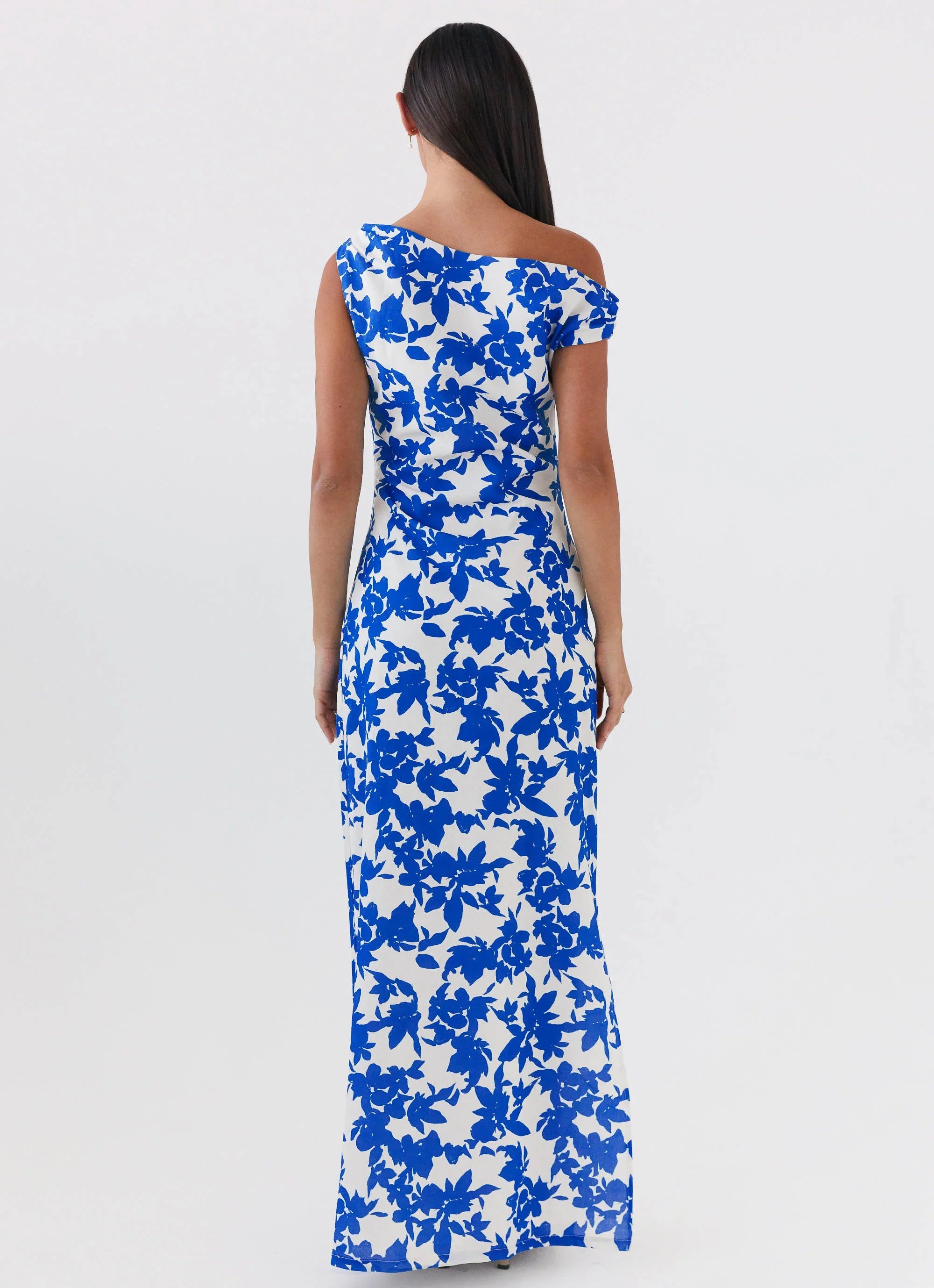 Pyper Off Shoulder Maxi Dress - Blue Floral