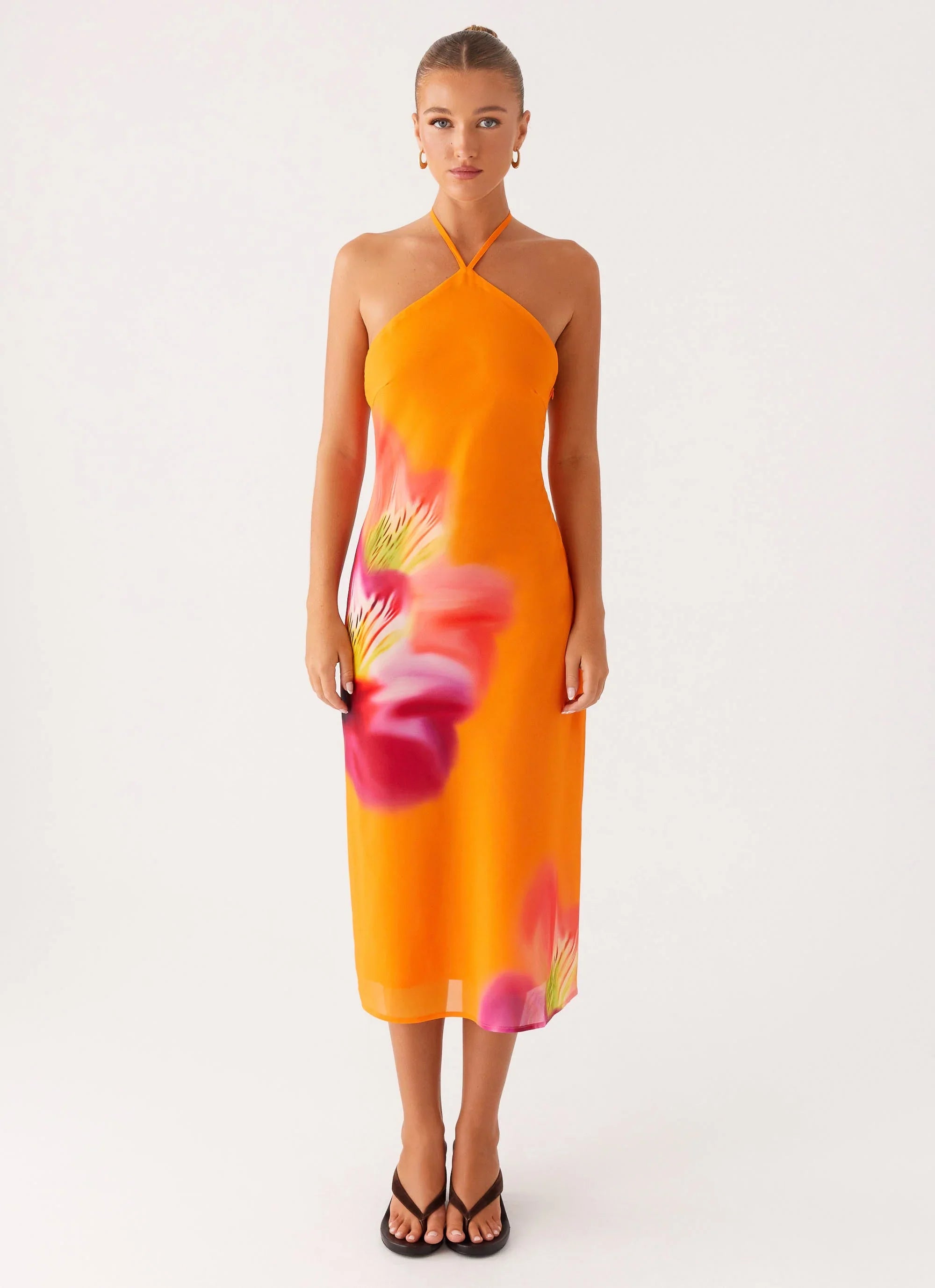Kea Midi Dress - Orange Tropical