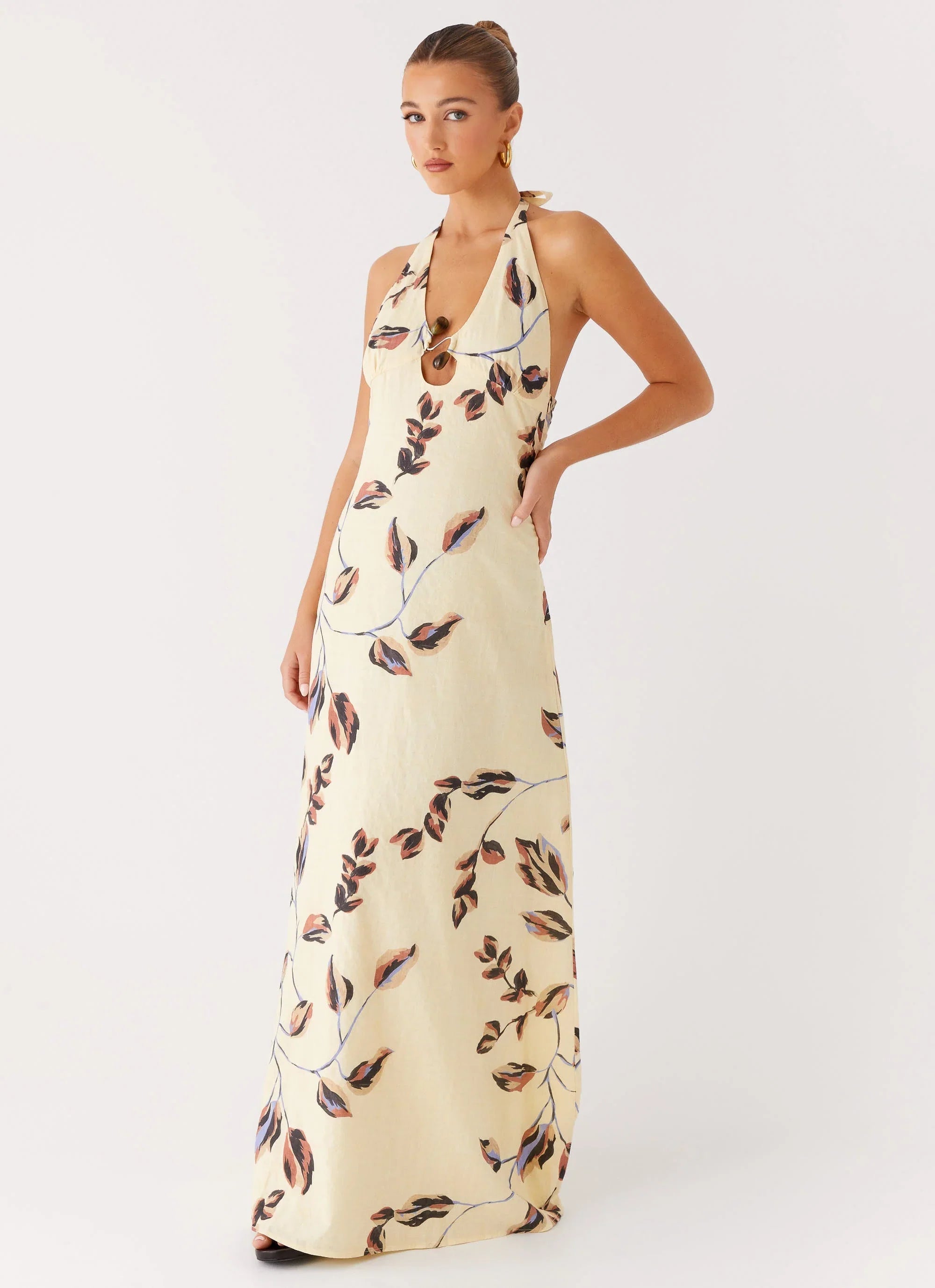 Elvina Halter Neck Maxi Dress - Buttercream Bliss