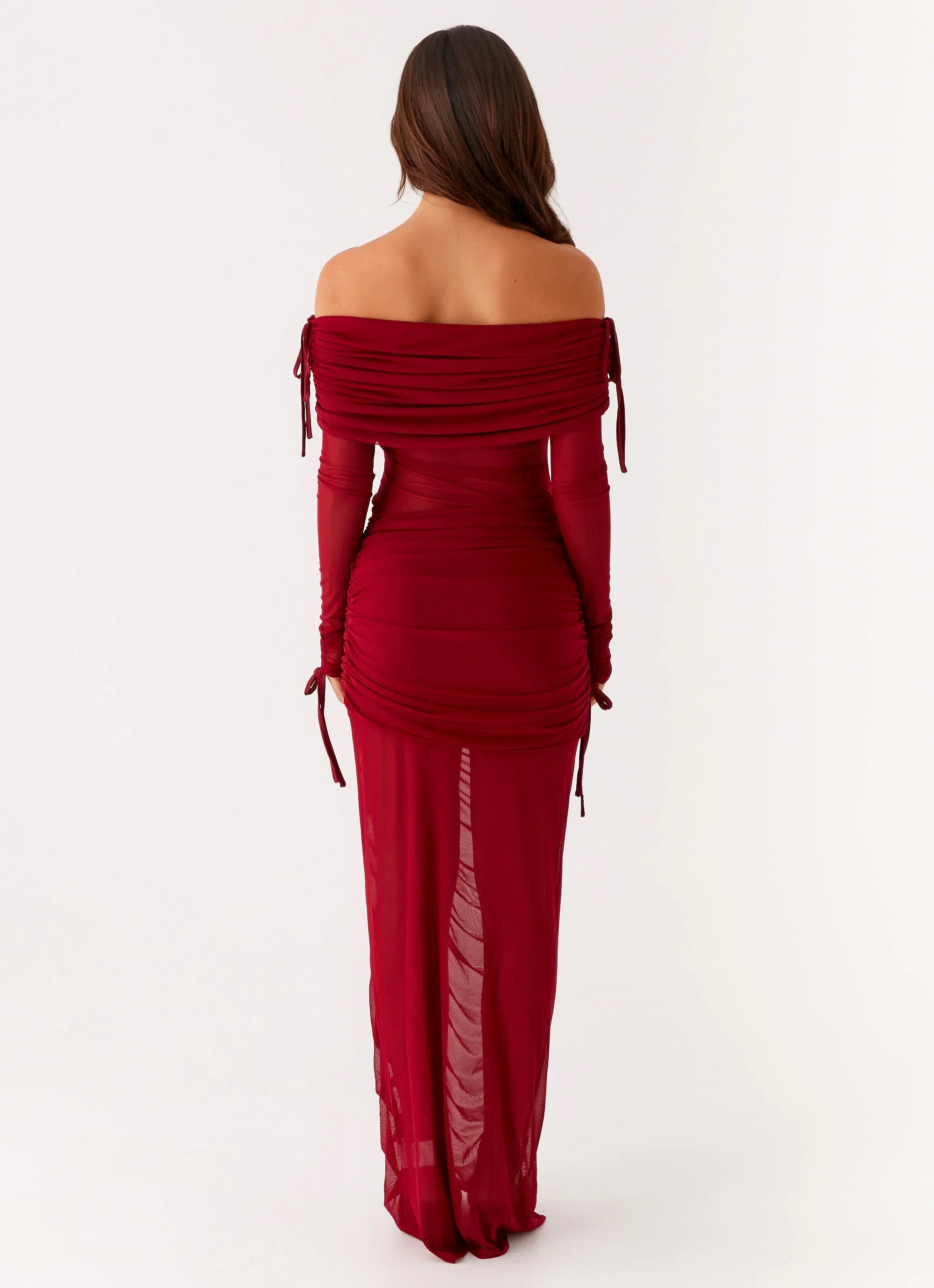 Teala Mesh Maxi Dress - Red