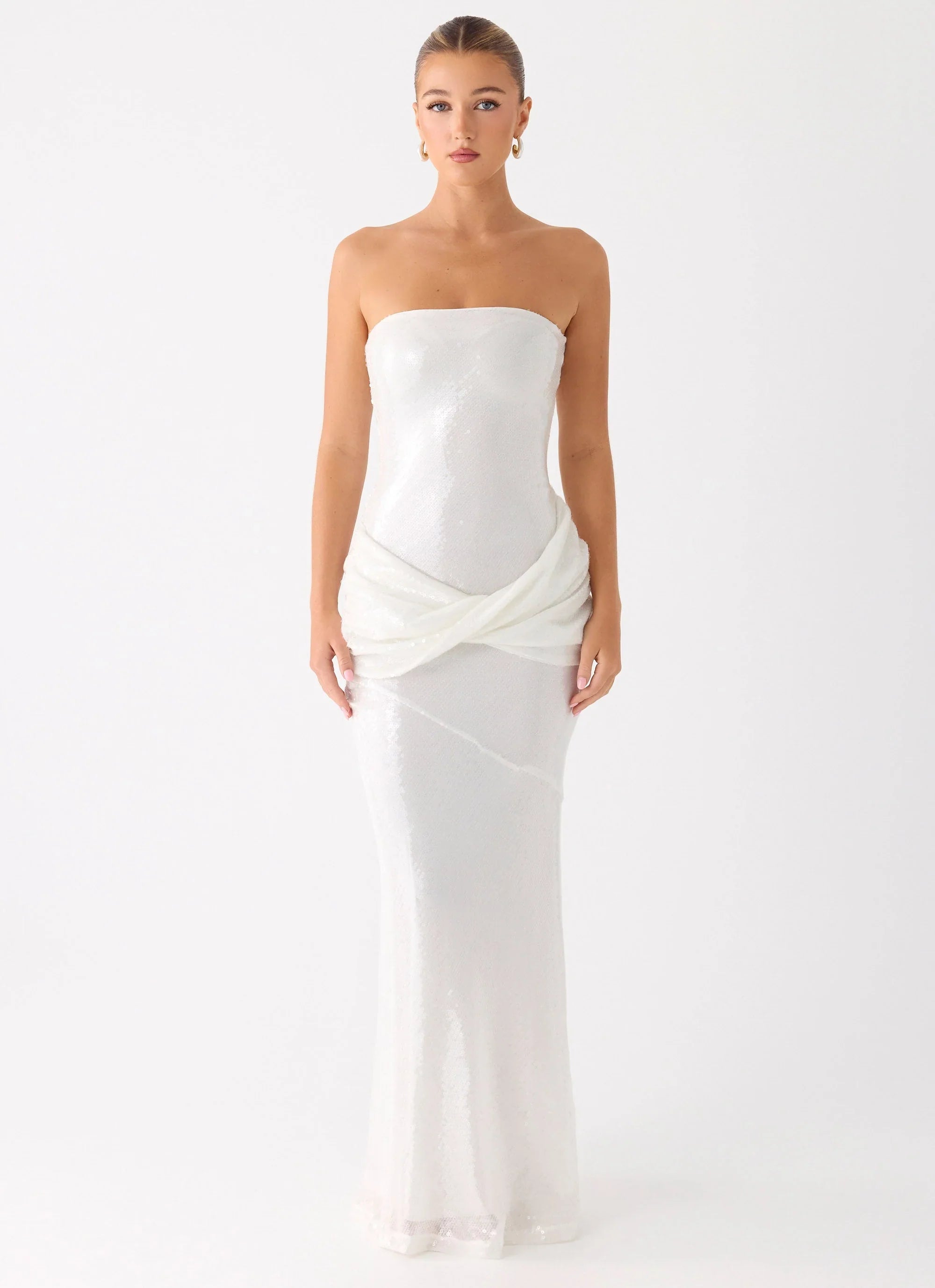 Anticipating Sequin Maxi Dress - White
