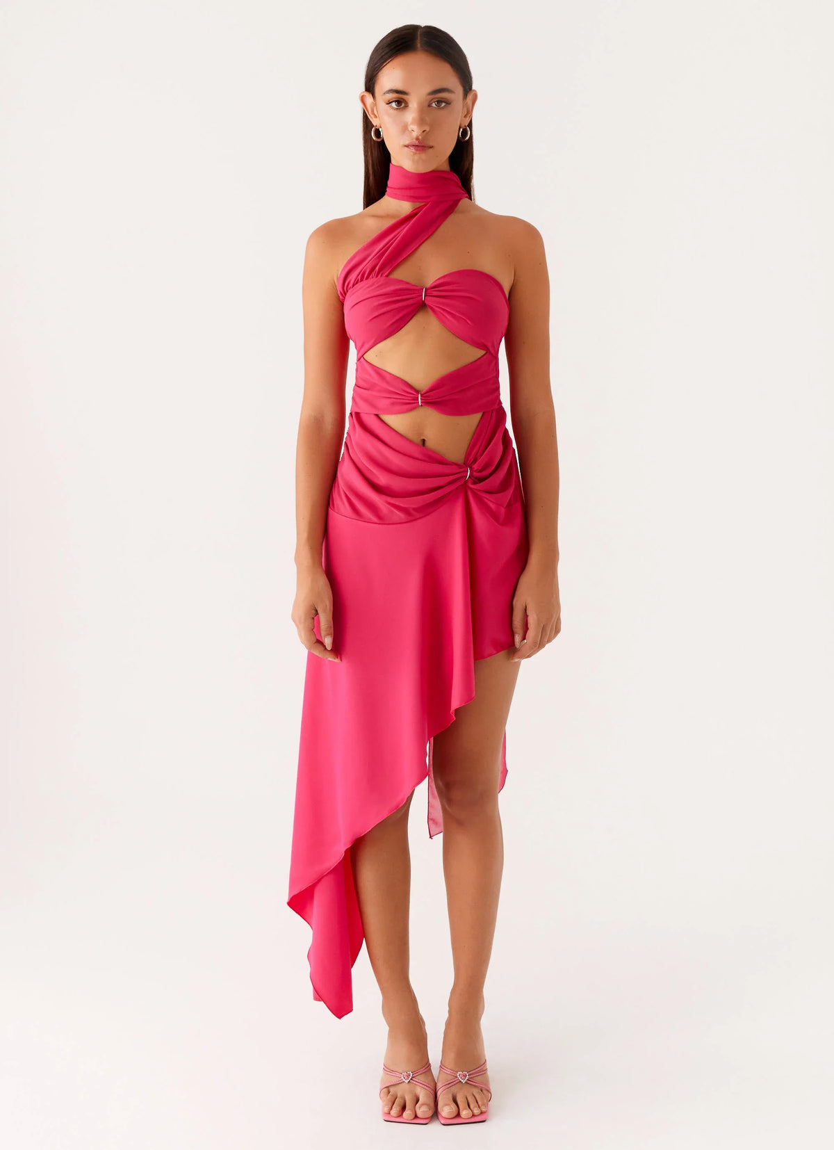 Circa Scarf Midi Dress - Hot Pink