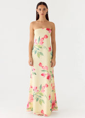 Bronte Strapless Maxi Dress - Lemon Soleil