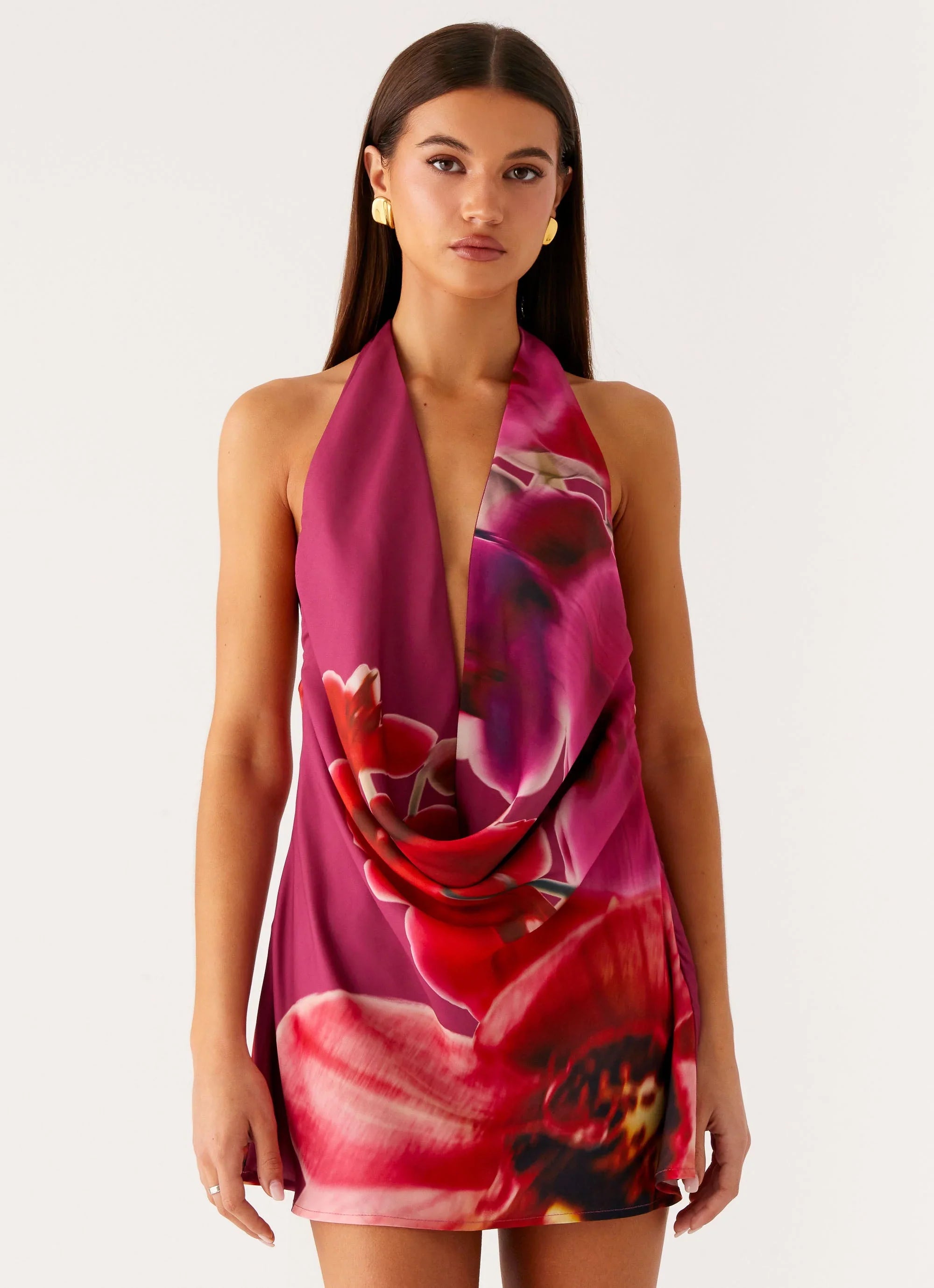Varindra Cowl Mini Dress - Violetta Bloom