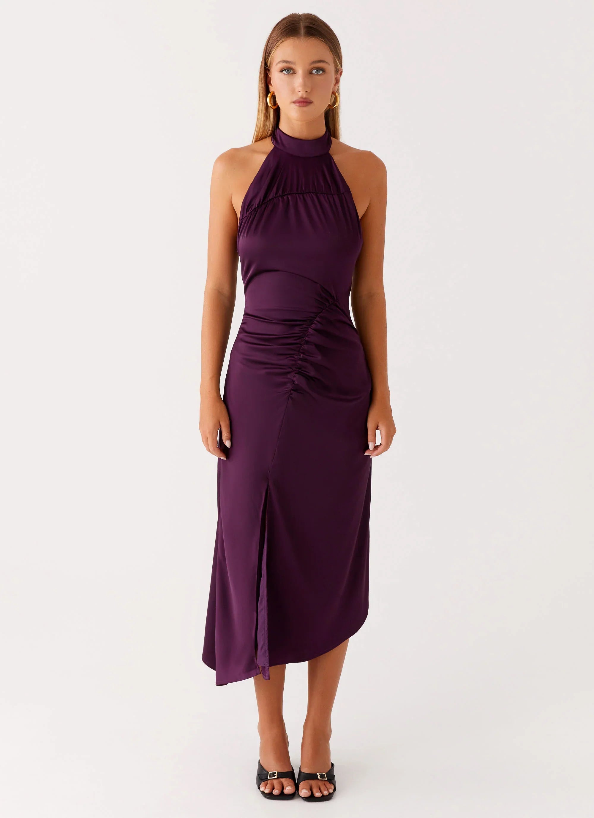 Casta Halterneck Midi Dress - Plum