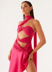 Circa Scarf Midi Dress - Hot Pink